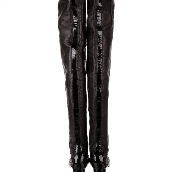 CHANEL Tall Over-the-Knee boots w/patent trim HOT! - Picture 4 of 13